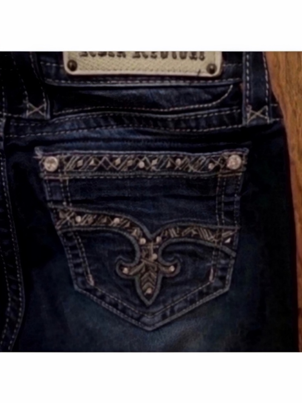 Gorgeous Rock Revival Jacklyn Boot Embroidered Pocket Jeans With 32” Inseam